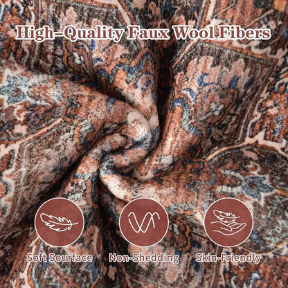 Faux Cashmere Vintage Printed Rug Area Rugs
