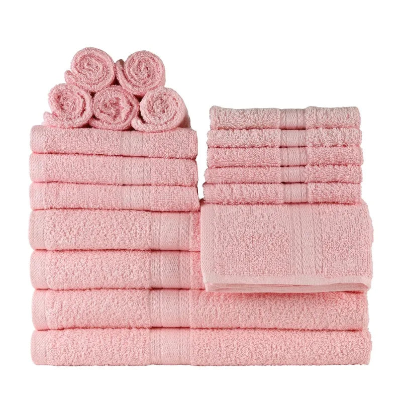 18-Piece 100% Cotton Towel Set, Soft and Super Absorbent