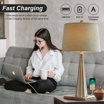 25.75" 3-Way Dimmable Touch Control USB Table Lamp