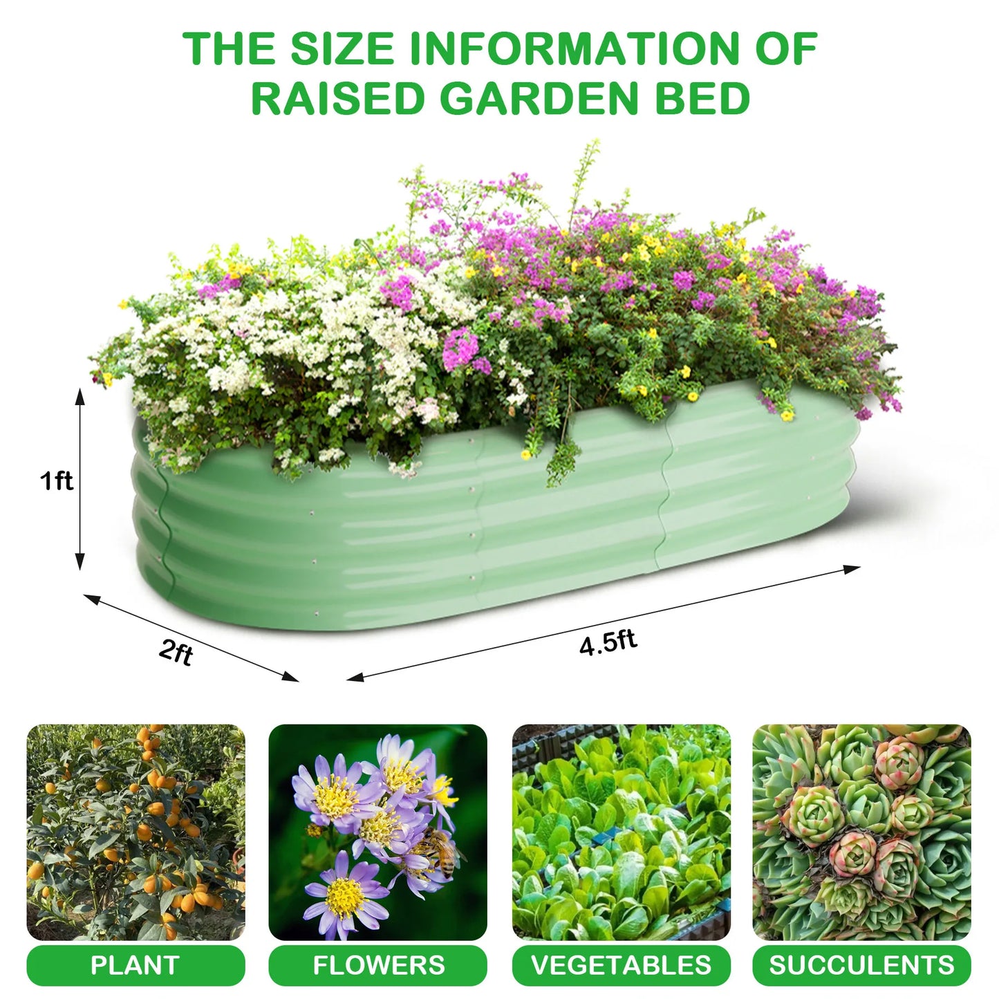 2-Pack Oval Galvanized Steel Raised Garden Bed