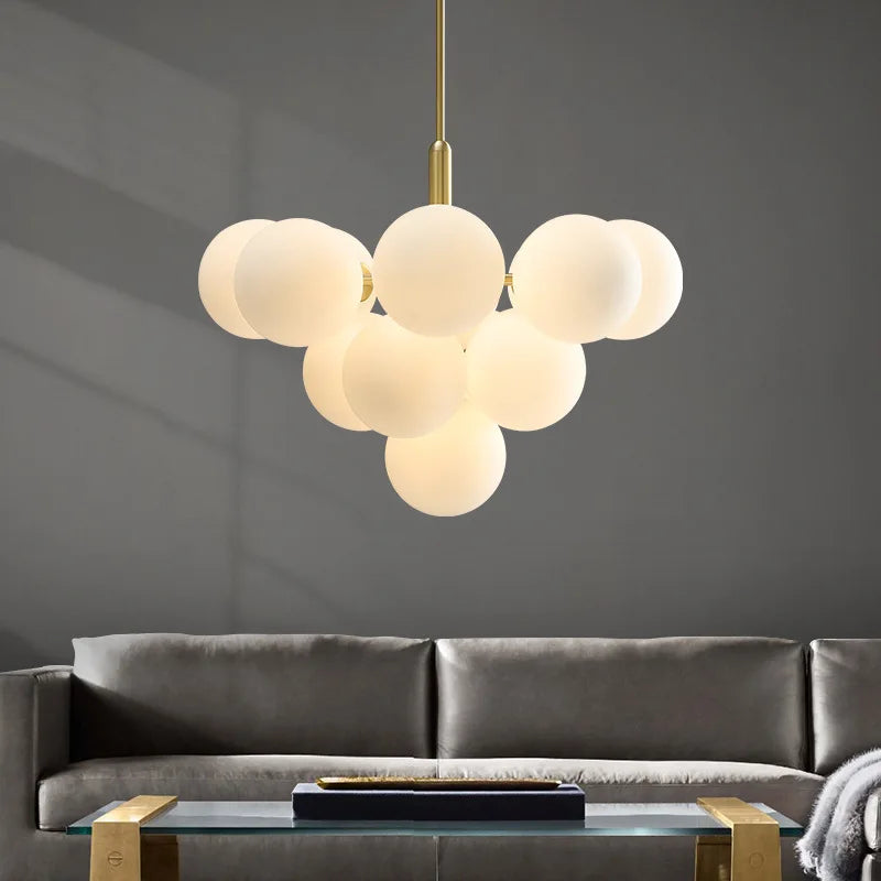 Nordic Minimalist Frosted Glass Ball Led Chandelier