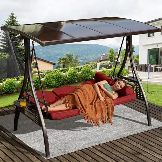 Outdoor Porch Swing with Hardtop.