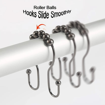 12 PC Premium Rust-Proof Stainless Steel Shower Curtain Hooks