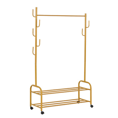 2- layer Garment Rack Gold with Wheels.