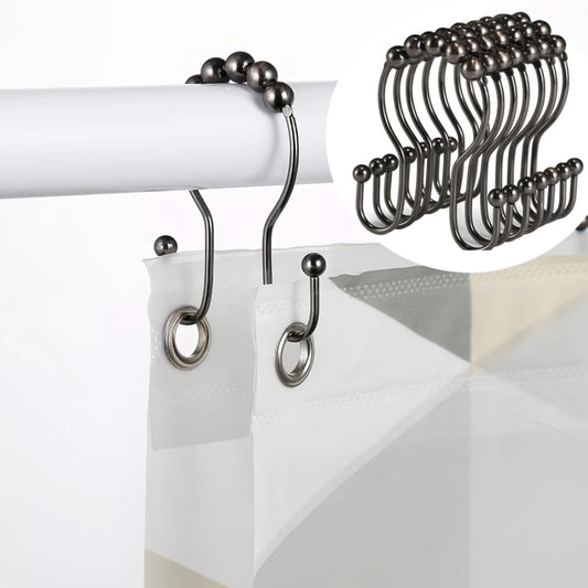 12 PC Premium Rust-Proof Stainless Steel Shower Curtain Hooks