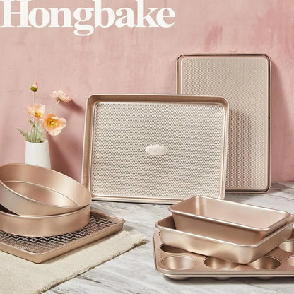 9-Piece Nonstick Bakeware Set Diamond Textured Carbon .