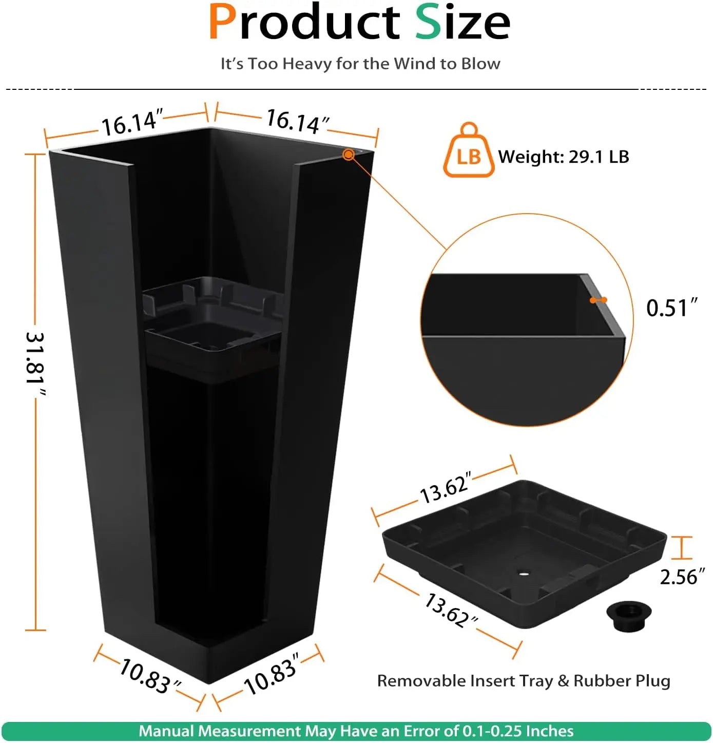 Extra Tall Outdoor Indoor Large Resin Plant Pots.