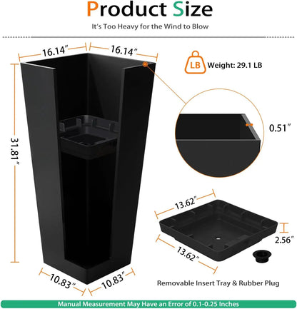 Extra Tall Outdoor Indoor Large Resin Plant Pots.