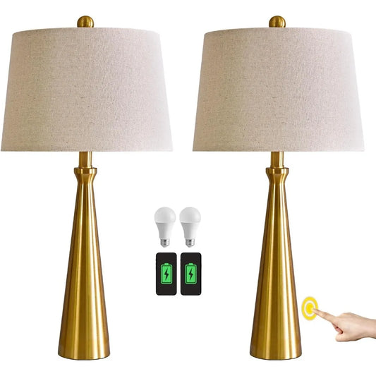 25.75" 3-Way Dimmable Touch Control USB Table Lamp