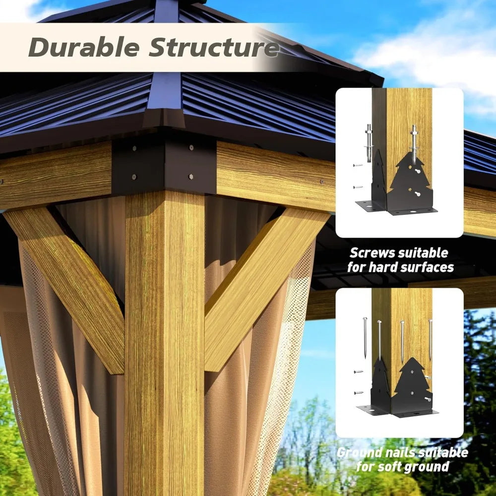 Outdoor Wooden 12x20 FT Hardtop Gazebo.