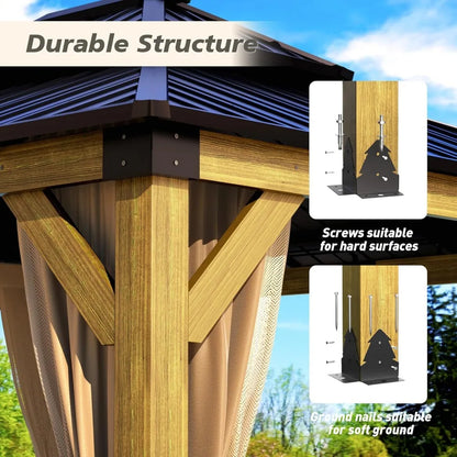 Outdoor Wooden 12x20 FT Hardtop Gazebo.