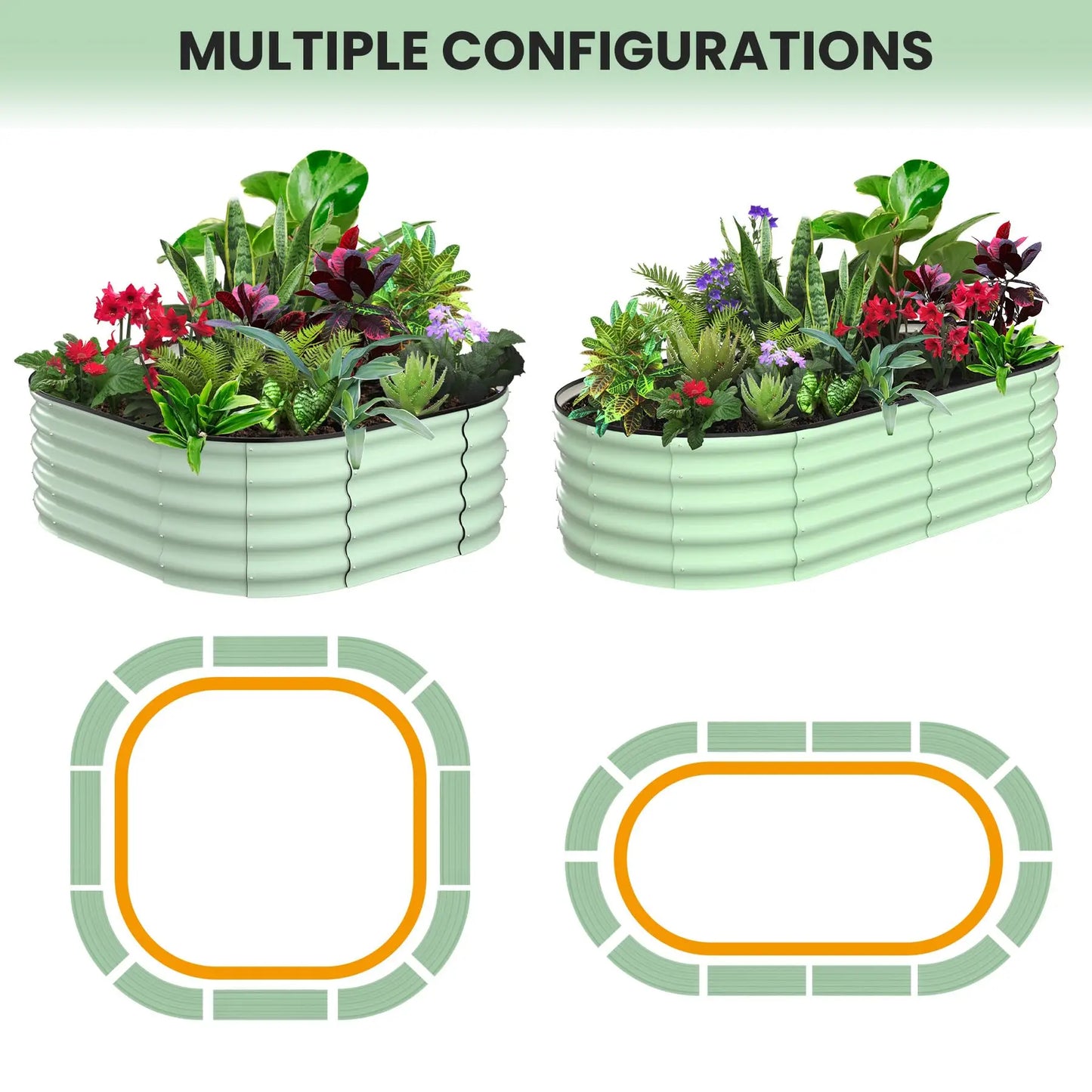 2-Pack Oval Galvanized Steel Raised Garden Bed
