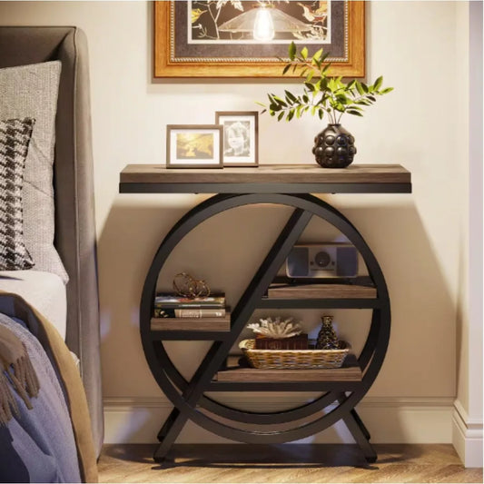 Rectangle MDF End Table with Storage, 3-Tier