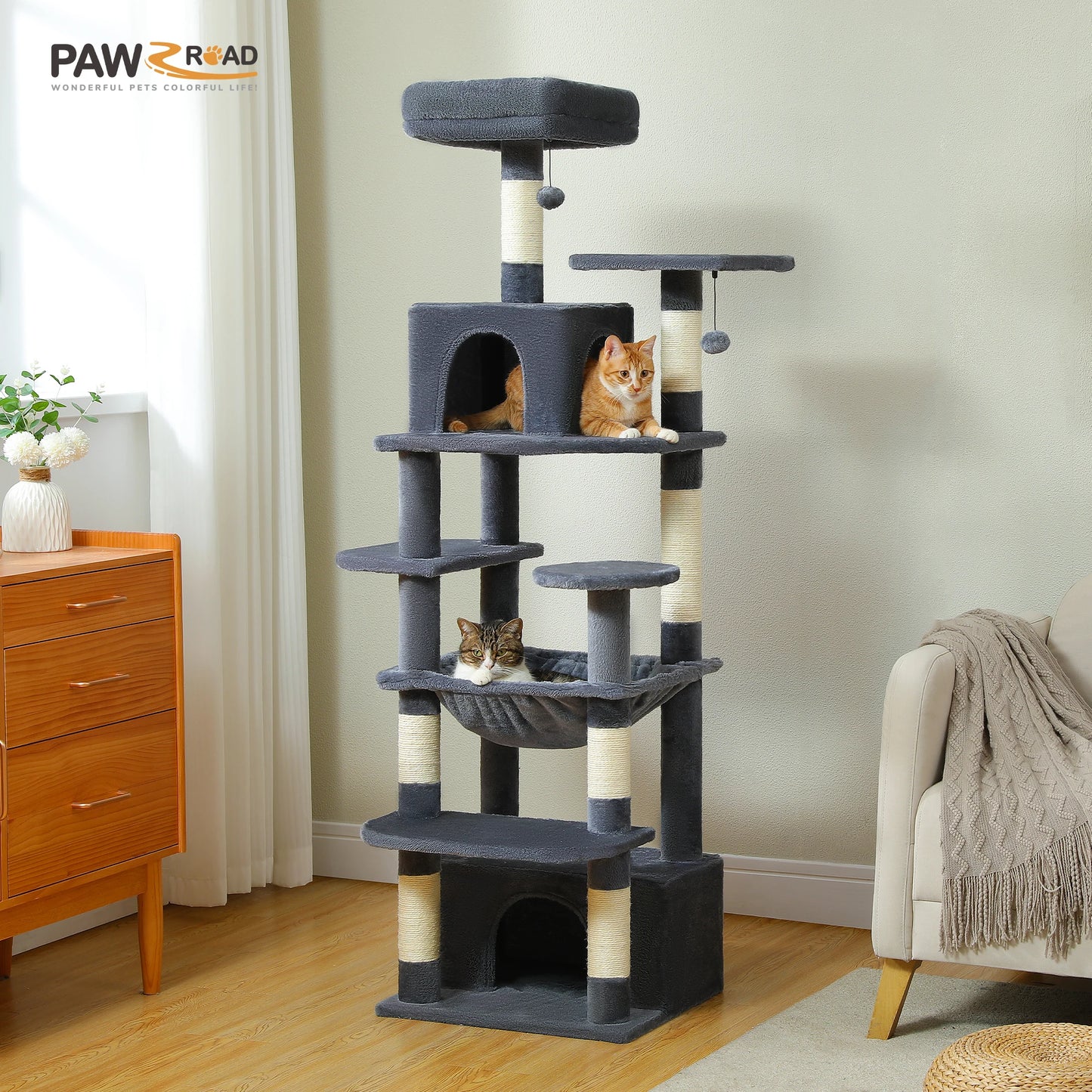 184cm Large Cat Tree and Tower for Indoor Cats.