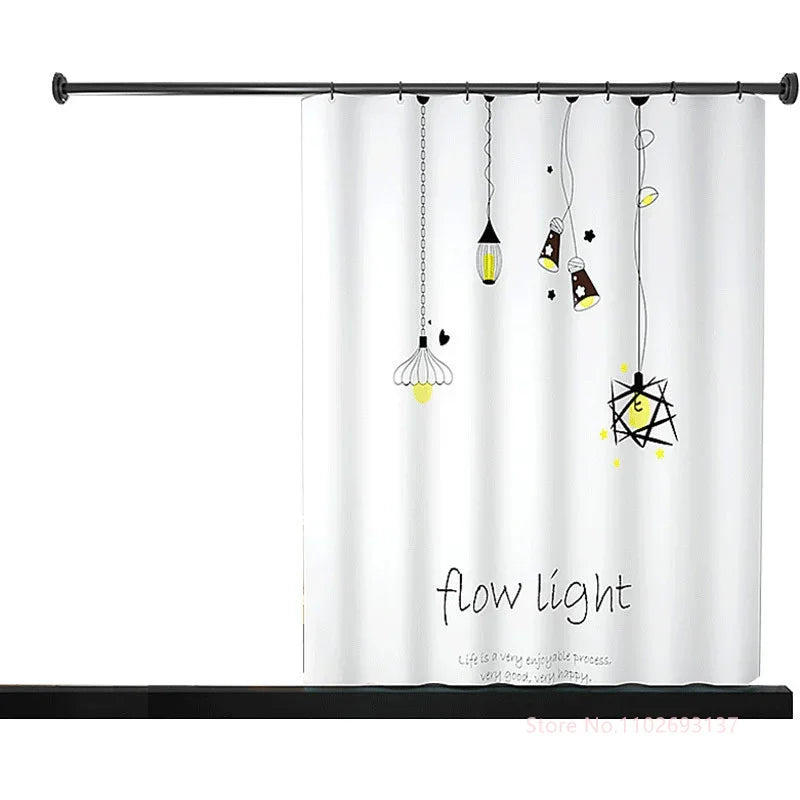 Abstract Shower Head Bath Curtain