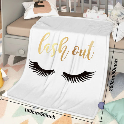 Long Eyelashes Printed Throw Blanket Plush Fluffy