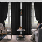 Set Of 4 Curtains, Solid Color Simple Rod Pocket