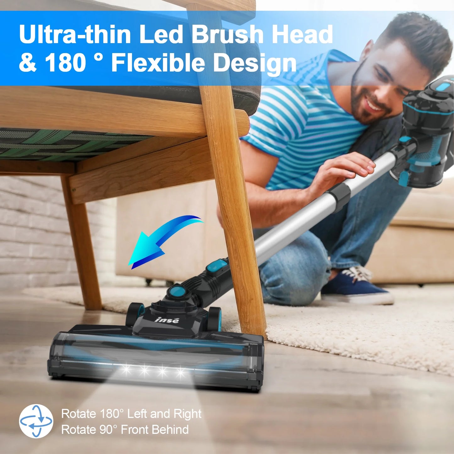 Cordless Vacuum Cleaner, 20KPa Stick Vacuum
