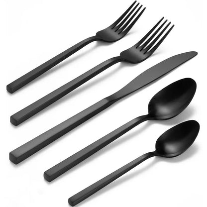 20pc Cube Black Forged Silverware Set.